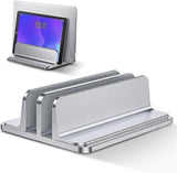 Double Vertical Aluminum Laptop Stand, Adjustable Desk Holder
