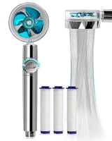 Rotating Propeller Shower Head with Filter, High Pressure & Water Saving