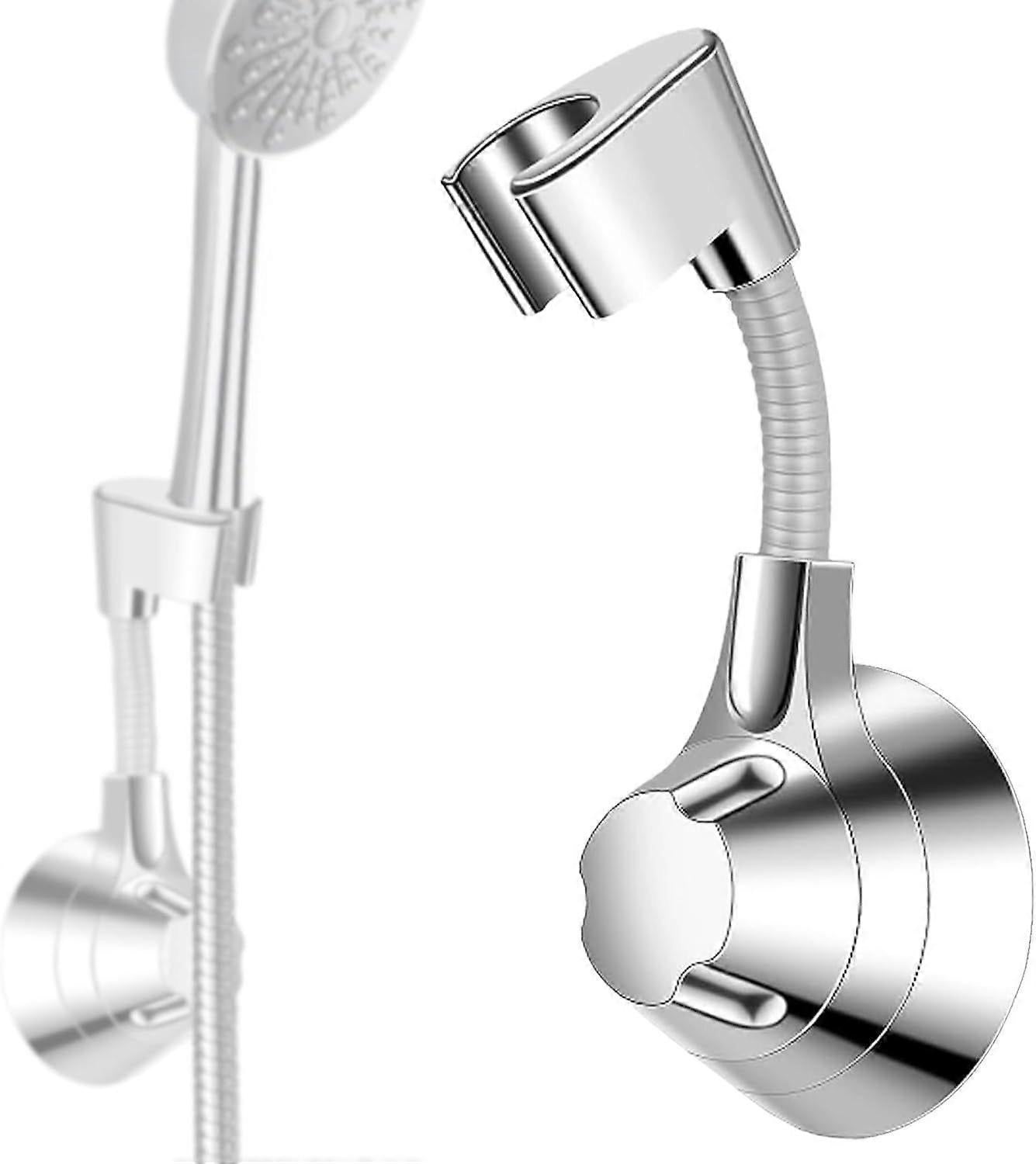 Silver Shower Head Holder, No Drill Wall Mount Bracket