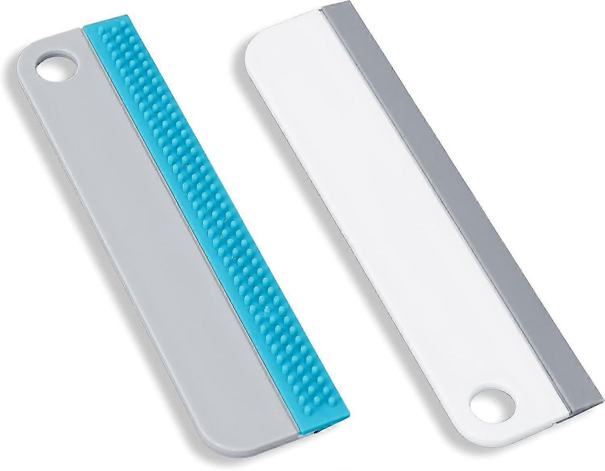 2x Window & Shower Squeegees, Silicone Glass Wiper Set for Mirrors