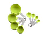 8Pcs/Set Stainless Steel Handle Measuring Spoons Baking Cooking Scale Scoop-Green