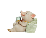 Lovely Moving Brick Reading Book Pig Ornament Home Desktop Decor Resin Craft-5#