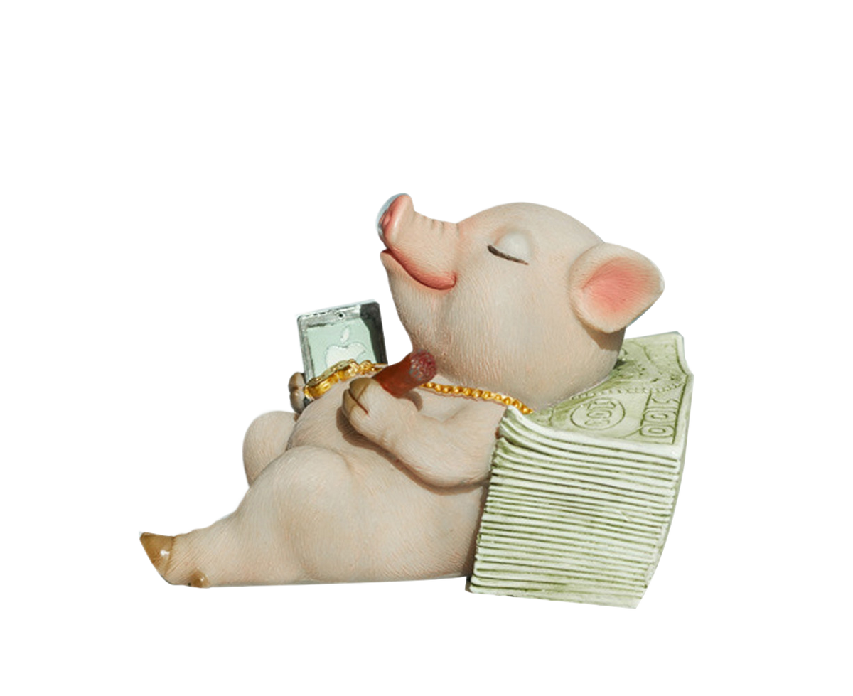 Lovely Moving Brick Reading Book Pig Ornament Home Desktop Decor Resin Craft-5#