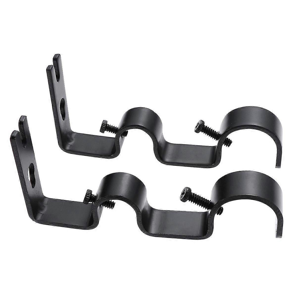 2pcs Tension Curtain Rods, Black & White with Brackets & Holders