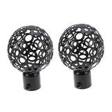 2pcs Curtain Rod Ends, Black Hollow Decorative Finials for Drapes