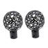 2pcs Curtain Rod Ends, Black Hollow Decorative Finials for Drapes