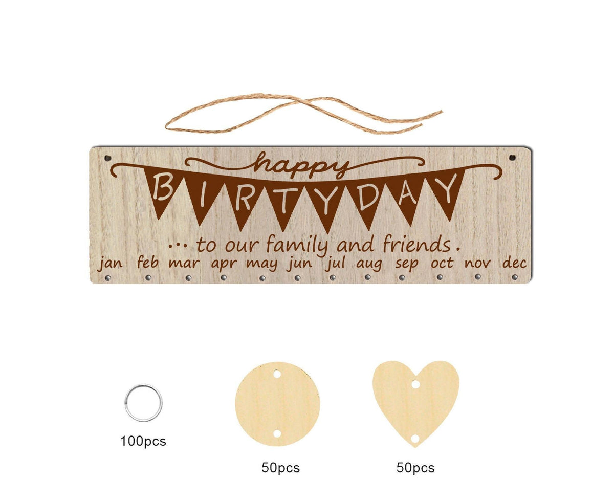 Wall Hanging Calendar Wooden Words Print Family Home Ornaments Office Decor- H