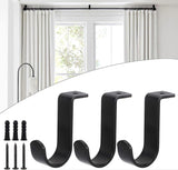 3pcs Metal Curtain Rod Brackets for 25mm Rod, Black Holders