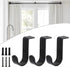 3pcs Metal Curtain Rod Brackets for 25mm Rod, Black Holders