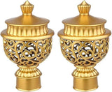 2pcs Curtain Rod Finials, Hollow Decorative End Caps