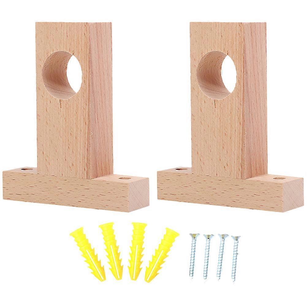 2pcs Curtain Hooks & Wall Brackets, Rod Socket Hangers