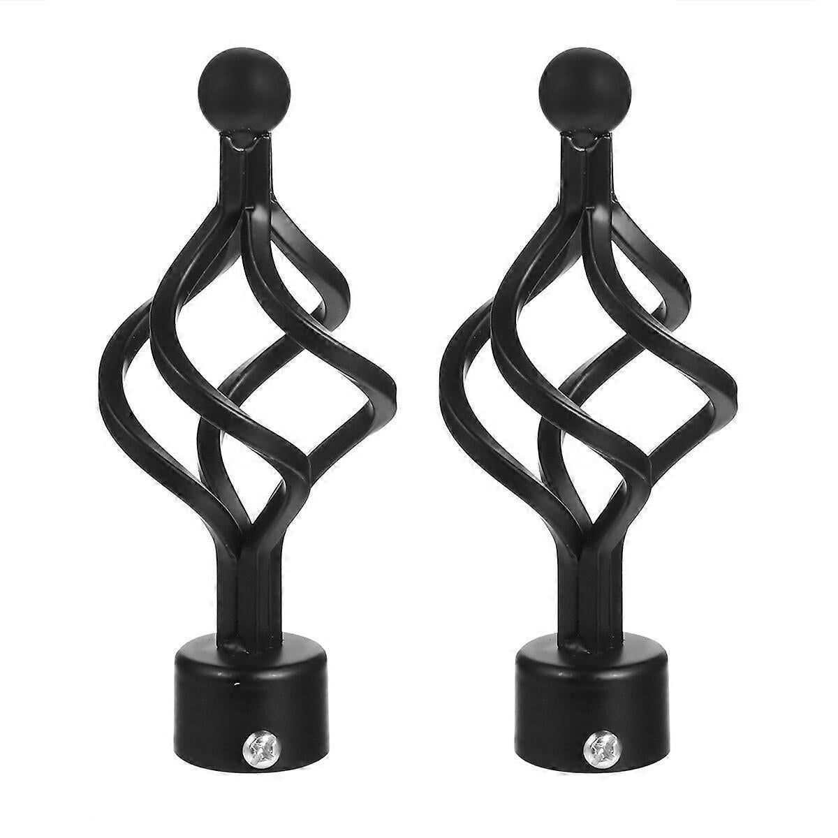 2pcs Adjustable Curtain Rods with Decorative Ends & Stoppers