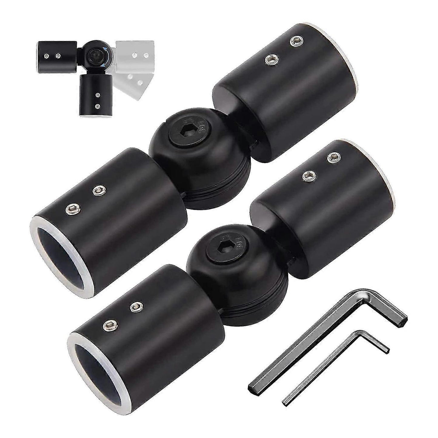 2pcs Curtain Rod Connectors, Adjustable Black for 1" Rods