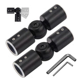 2pcs Curtain Rod Connectors, Adjustable Black for 1" Rods