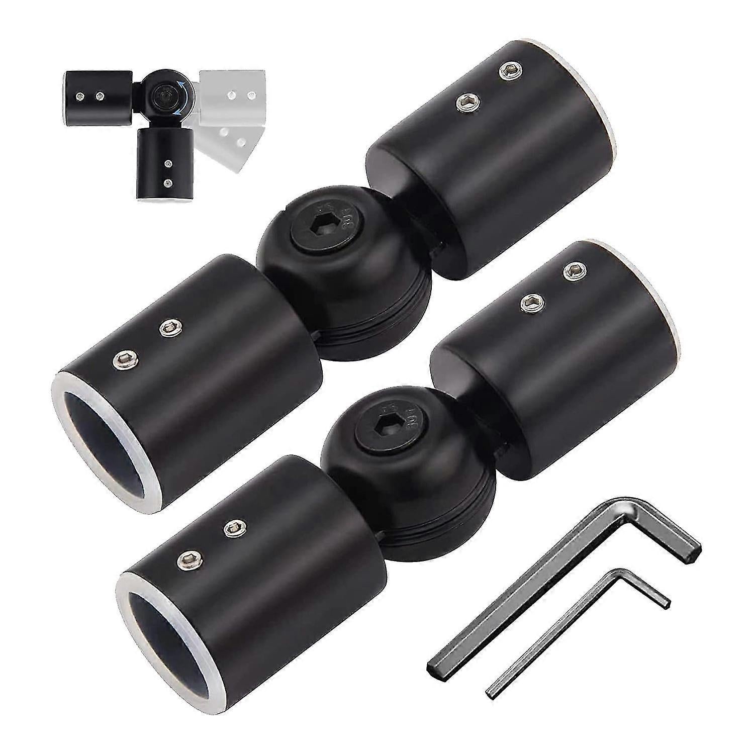 2pcs Curtain Rod Connectors, Adjustable Black for 1" Rods