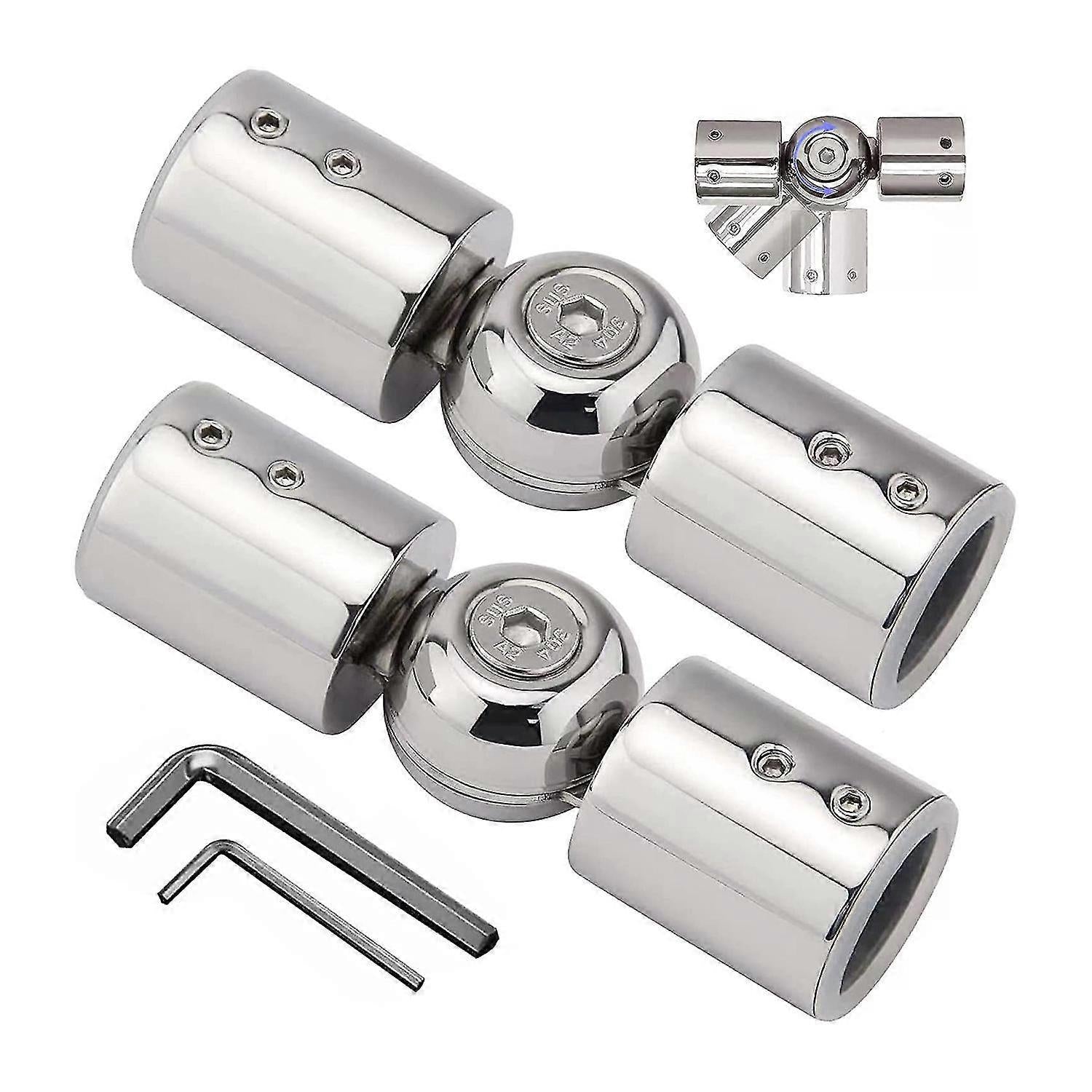 2pcs Curtain Rod Connectors, Adjustable Silver for 1" Rods