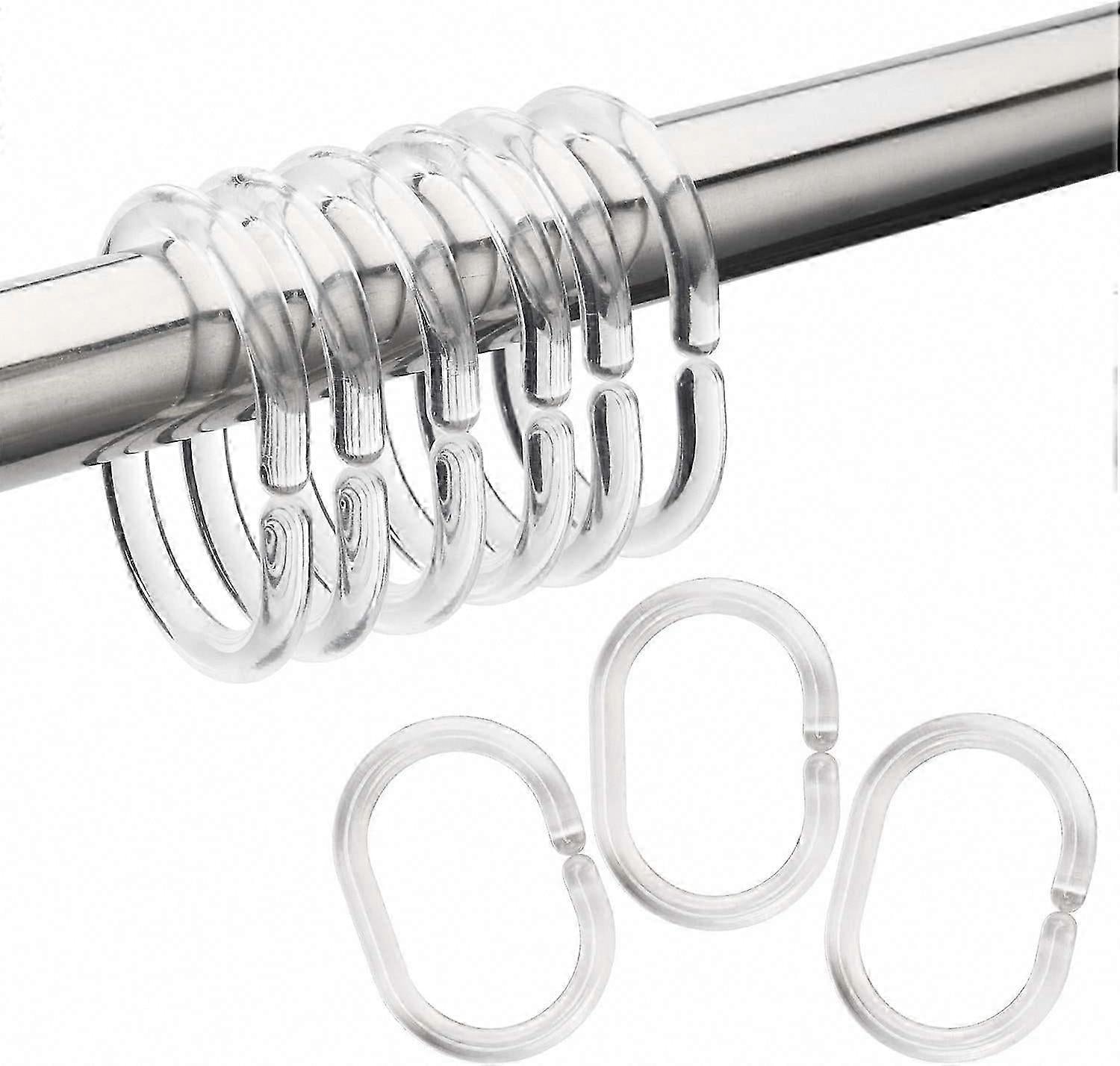 24pcs Plastic Shower Curtain Hooks Rings Bathroom Curtain Hooks