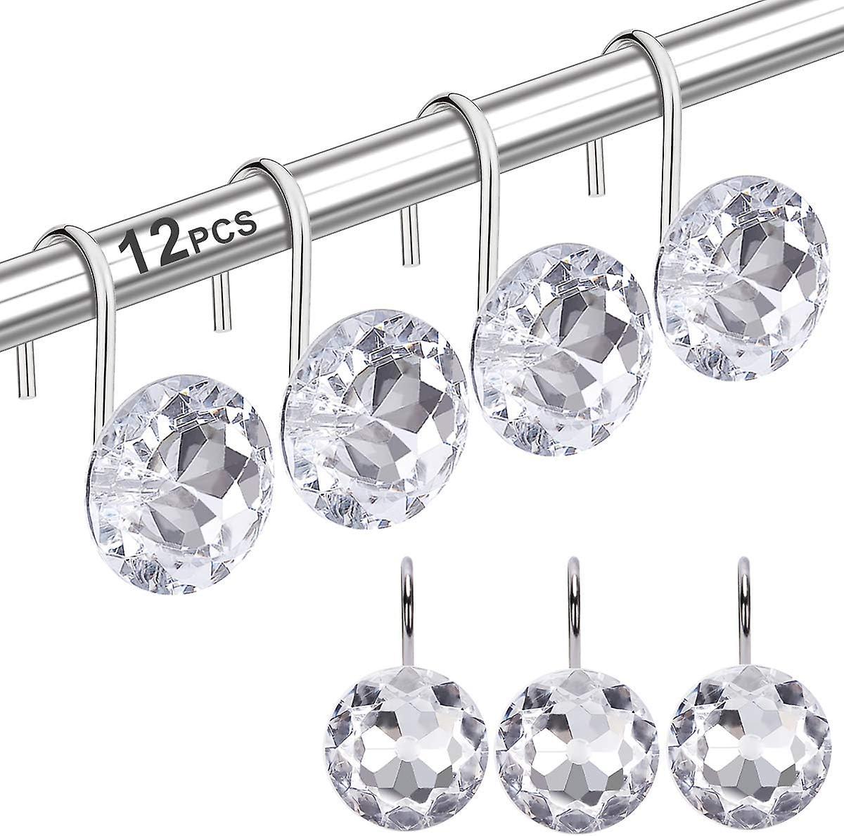 12pcs Decorative Resin Shower Curtain Hooks Rings for Bathroom Rods