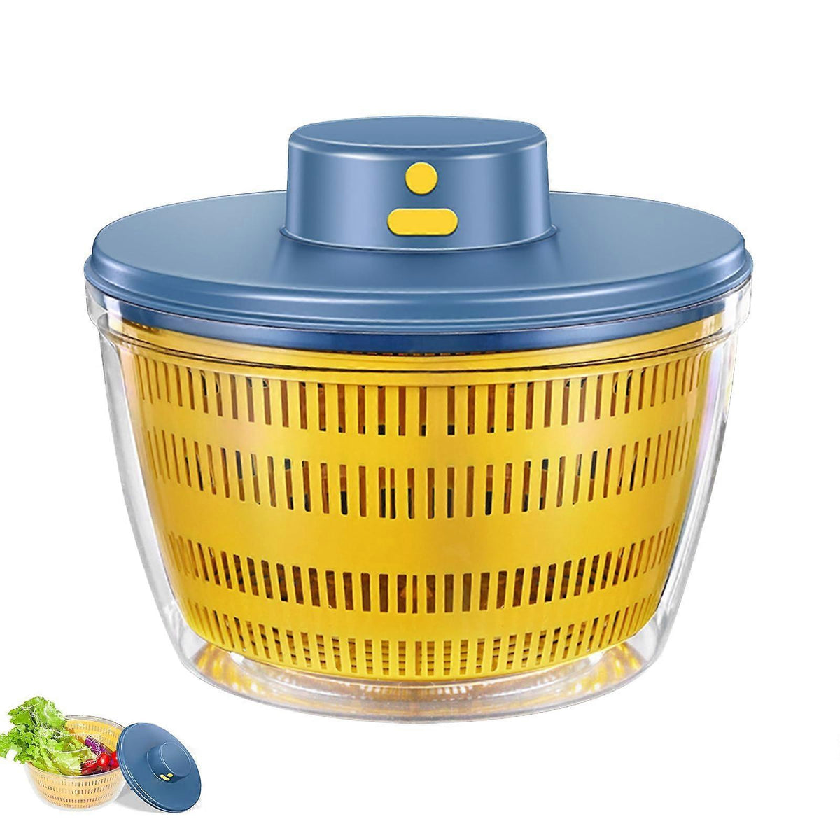 Large Electric Salad Spinner, Yellow Multi-Use Lettuce Dryer Easy Clean