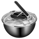 3.5L Stainless Steel Salad Spinner, Double-Layer Press Fruit Vegetable Dryer