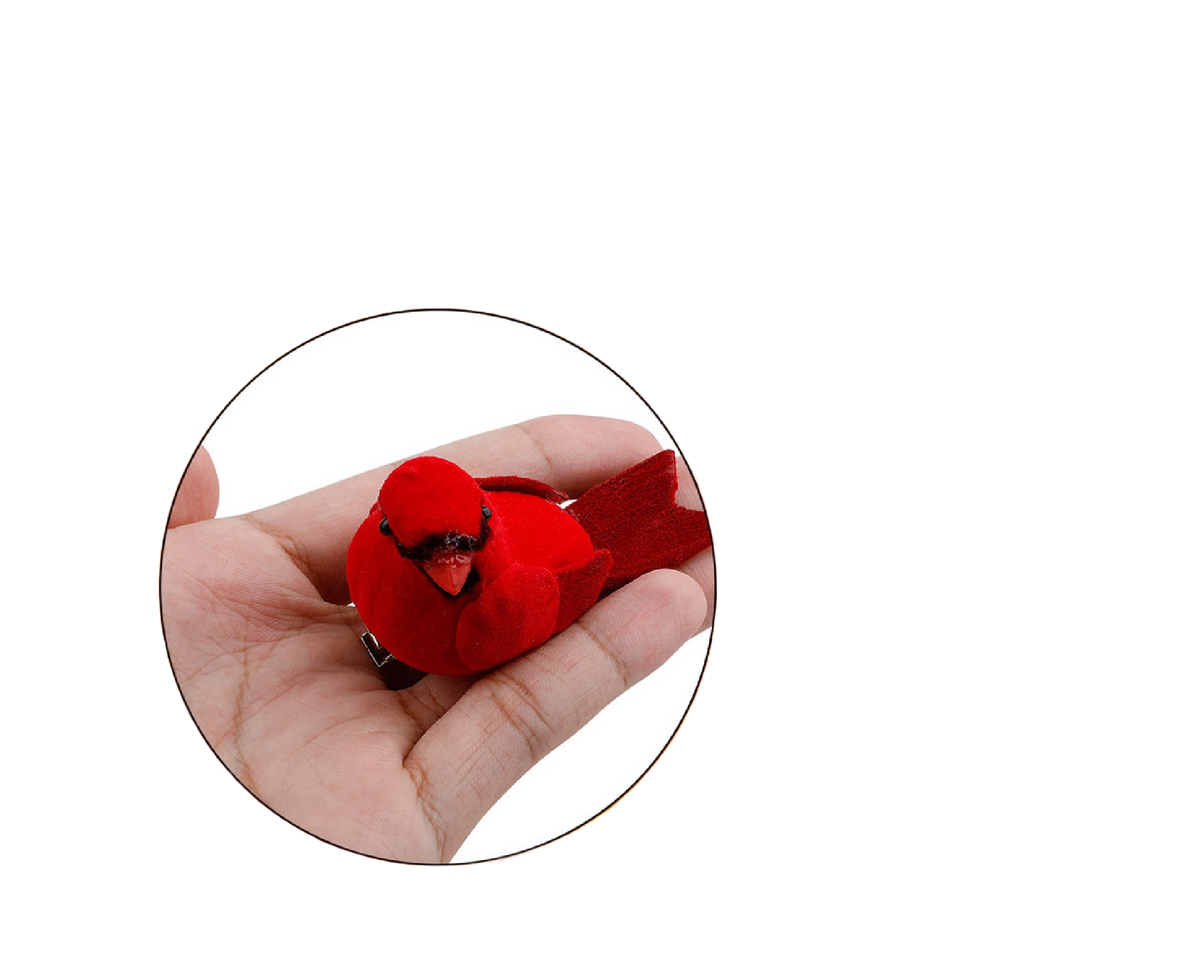 12Pcs Artificial Bird Ornament for Home-Red