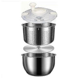 6L Stainless Steel Salad Spinner with PP Lid, Fruit & Veg Washer