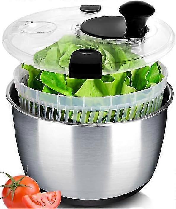 Large Stainless Steel Salad Spinner Easy Compact Kitchen Tool