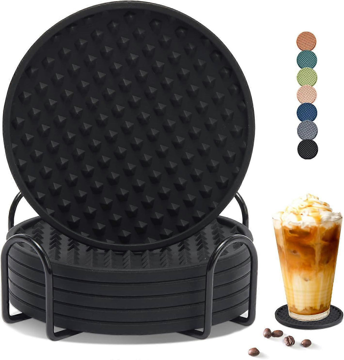 Silicone Drink Coasters with Holder Tabletop Protection