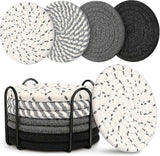 8pcs Absorbent Boho Drink Coasters for Coffee Table Gray