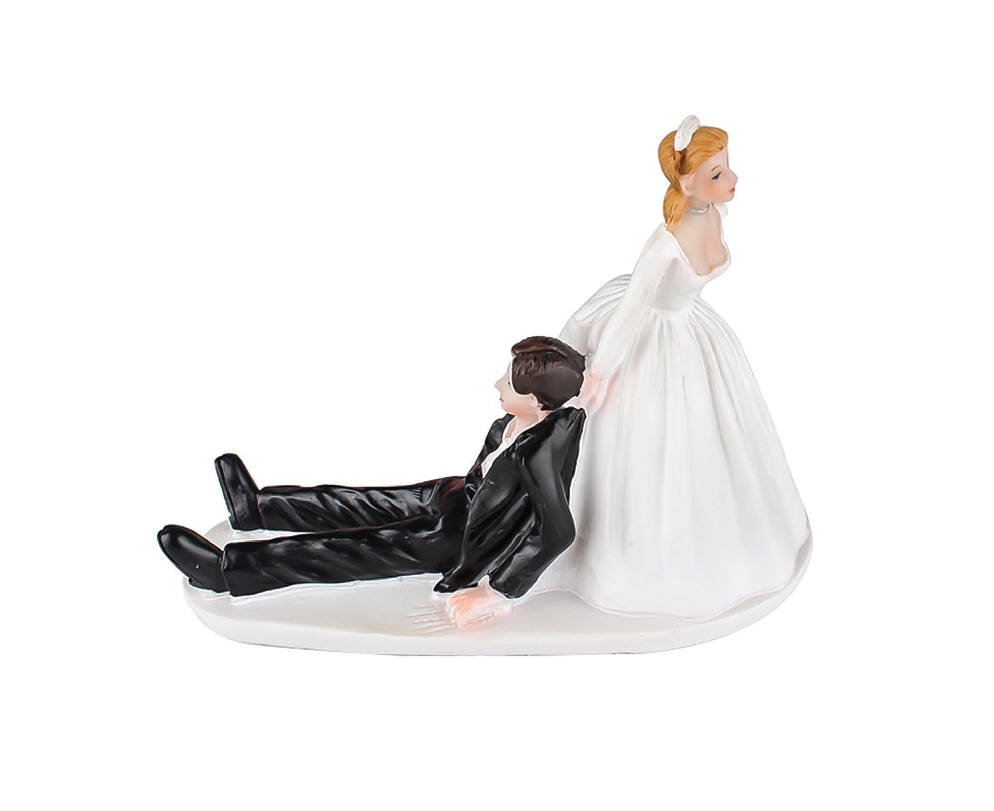 Elegant Bride Groom Couple Cake Topper Wedding Resin Figurine Valentine Day Gift-Skin Color