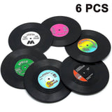 6pcs Retro Vinyl Record Drink Coasters Set