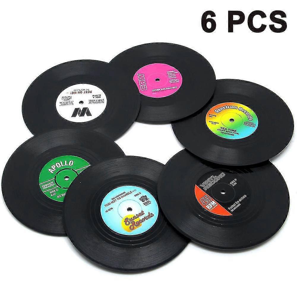 6pcs Retro Vinyl Record Drink Coasters Set