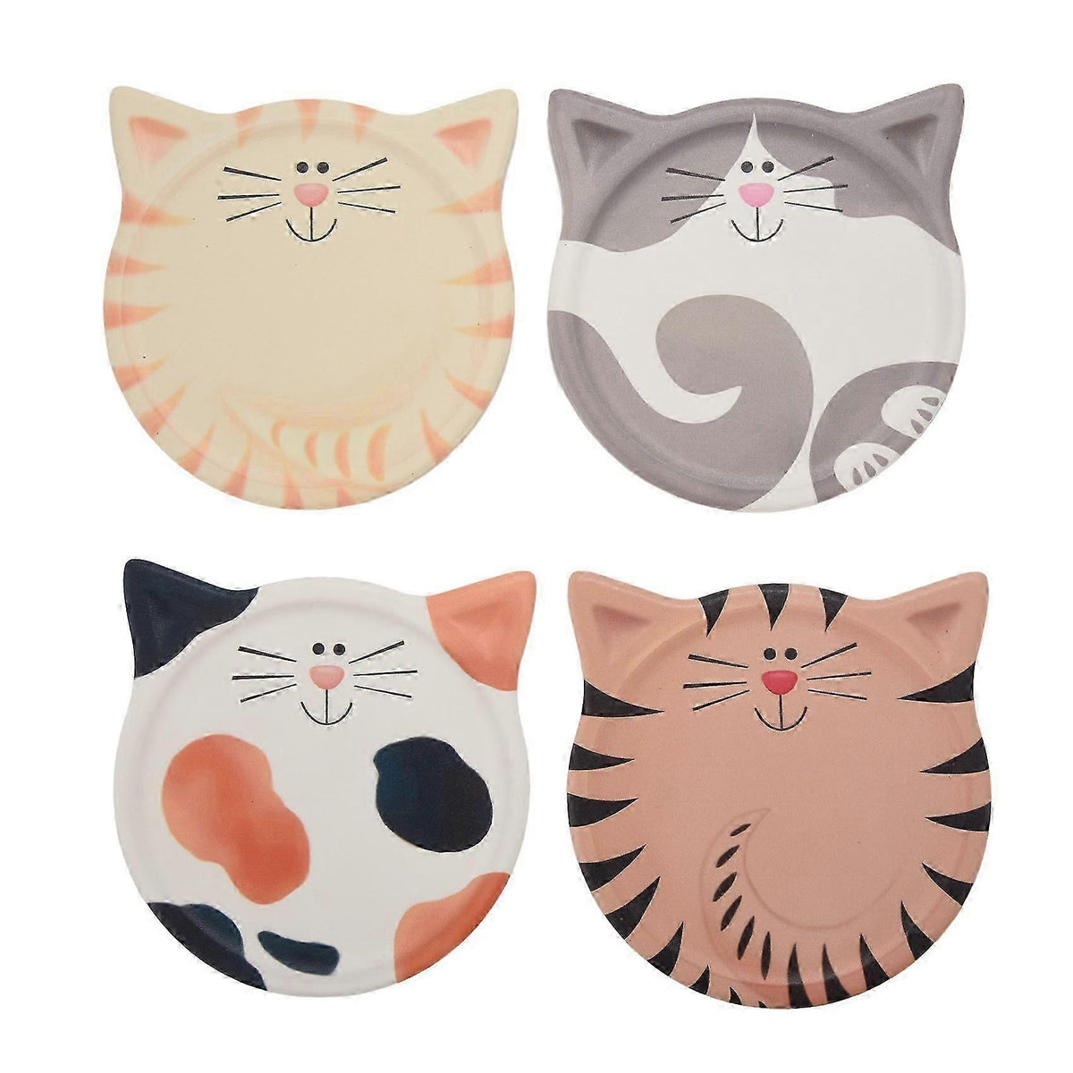 4pcs Absorbent Ceramic Drink Coasters Cute Design for Coffee Milk Tea