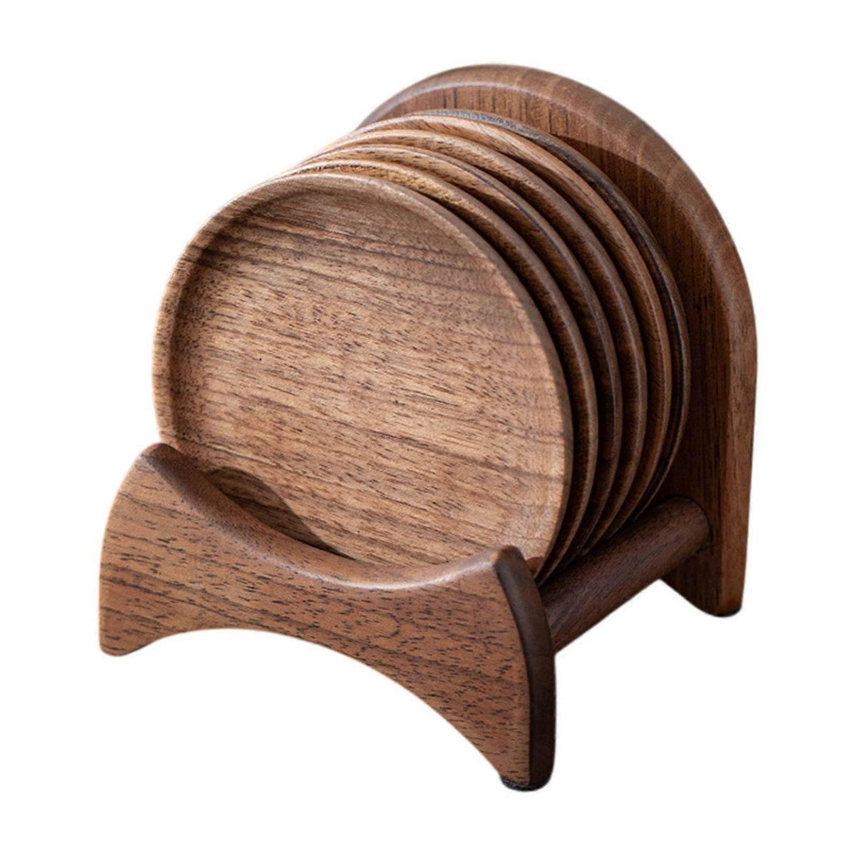 6pcs Wooden Drink Coasters with Holder for Household Freezer Fridge