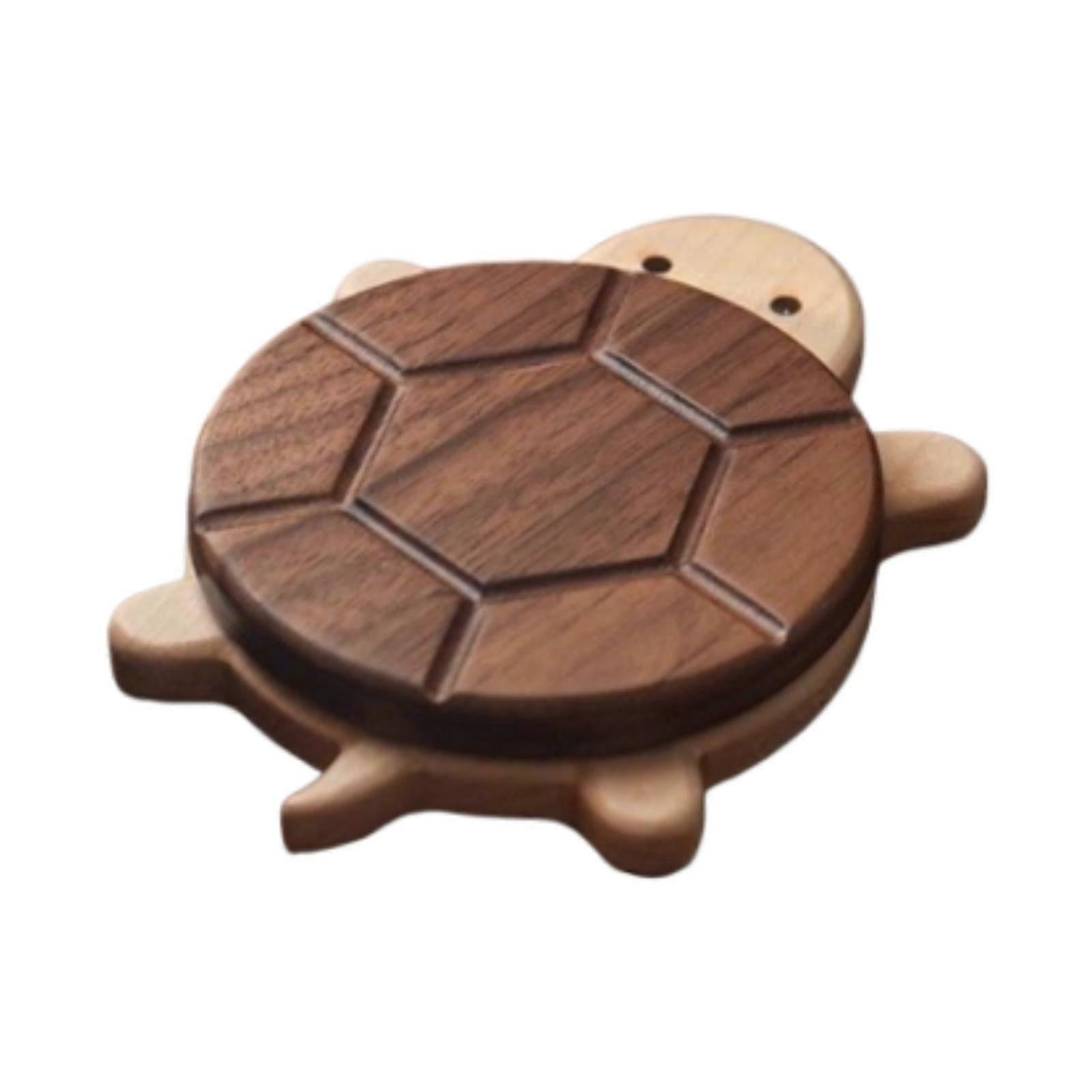 Wooden Cartoon Turtle Drink Coaster for Desktop Accessories