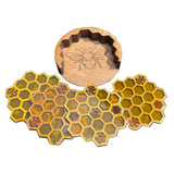 4pcs Wooden Hexagon Honeycomb Drink Coasters Set