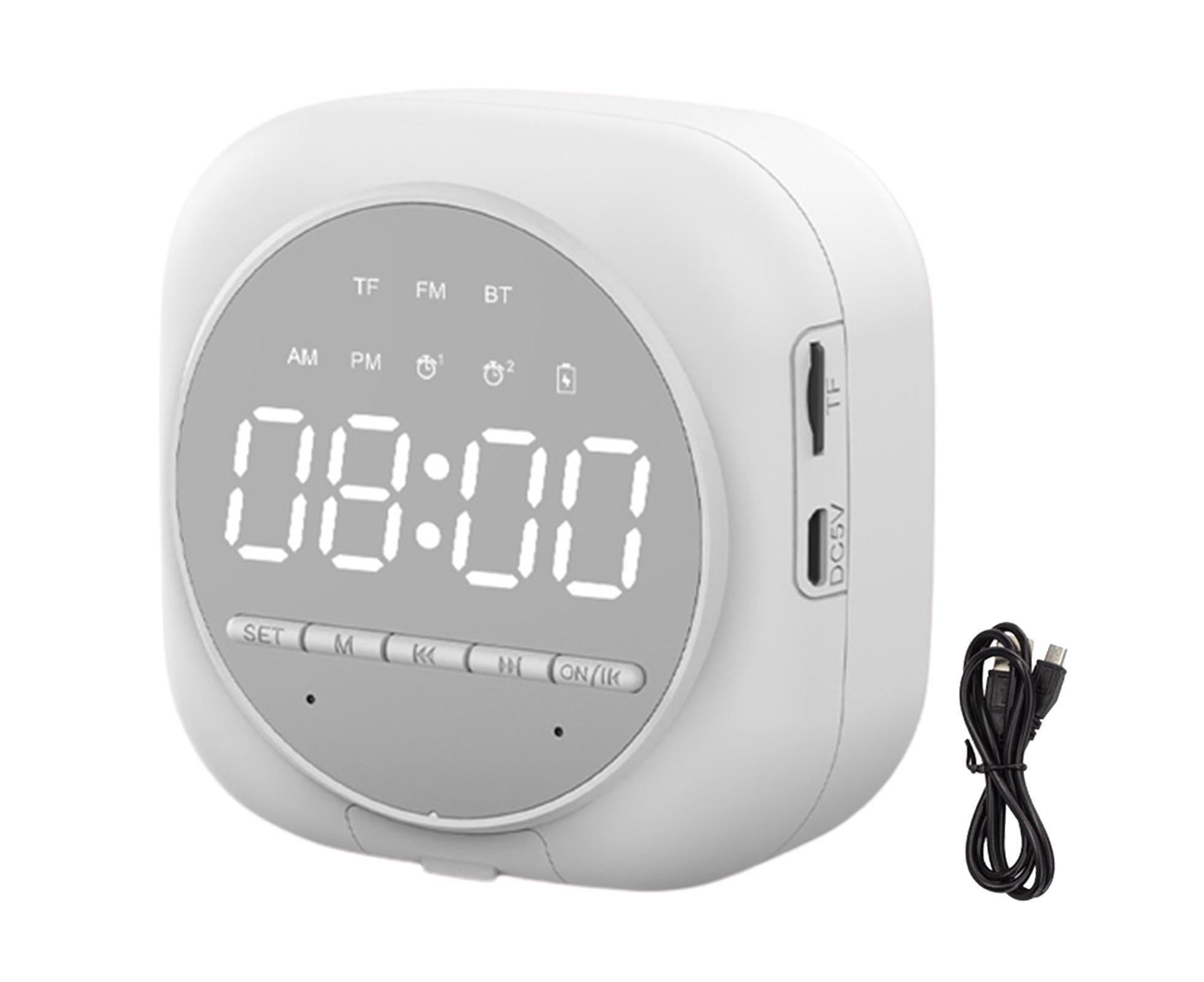 Q12 Bluetooth-compatible 5.0 Multifunctional Alarm Clock Subwoofer Speaker Support TF Card - White