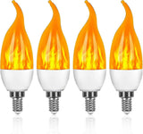 4 Pack E14 LED Flame Effect Bulbs 3 Modes Decorative Lights