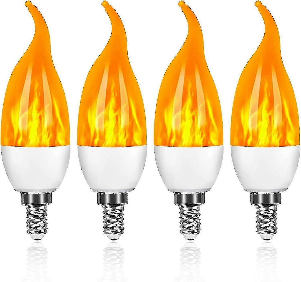 4 Pack E14 LED Flame Effect Bulbs 3 Modes Decorative Lights