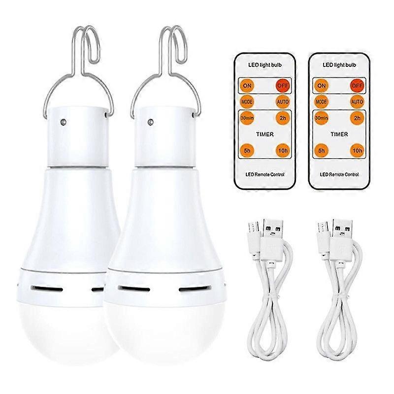 2pcs USB Rechargeable LED Bulbs Battery Backup Emergency Hanging Lights