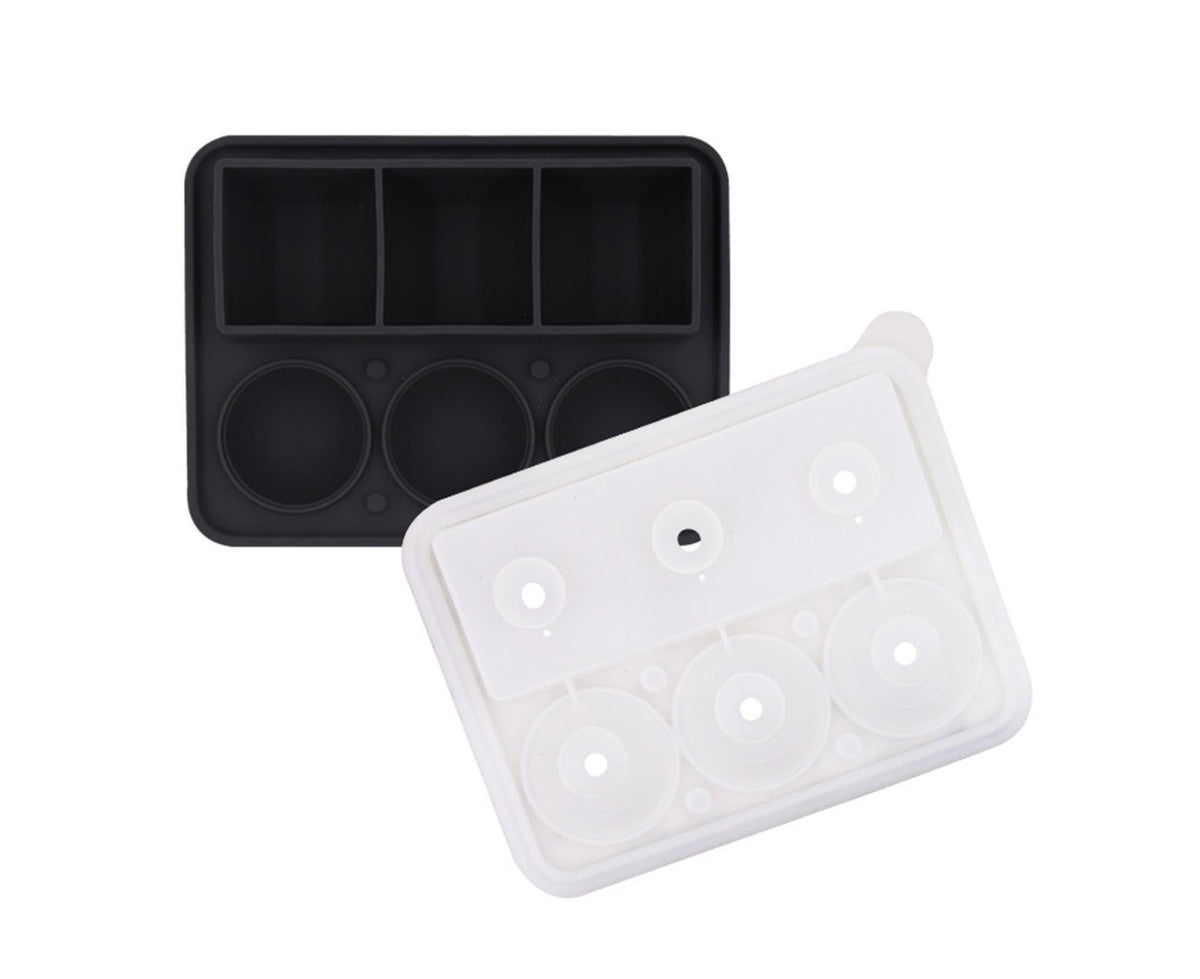 Ice Cube Mold Food Grade Quick Release Silicone Funnel Design Ice Ball Mold for Whiskey-Black