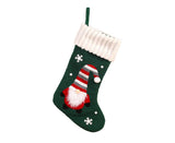 Christmas Stocking Embroidered Old Man Lightweight Cartoon Xmas Gift Candy Bag babies Gift-Green