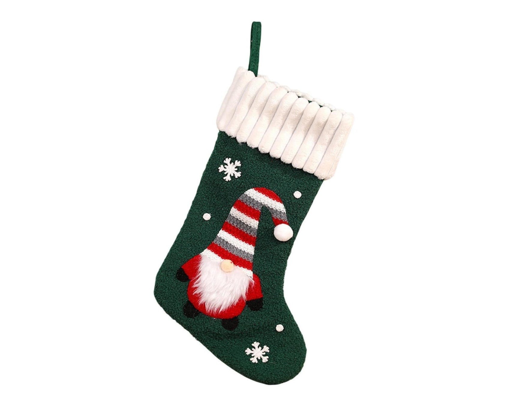 Christmas Stocking Embroidered Old Man Lightweight Cartoon Xmas Gift Candy Bag babies Gift-Green