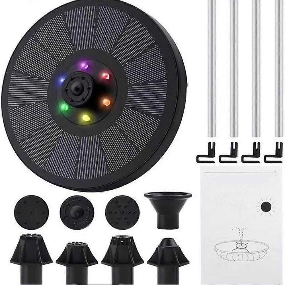 Solar Water Fountain with LED Lights Bird Bath Garden Pump