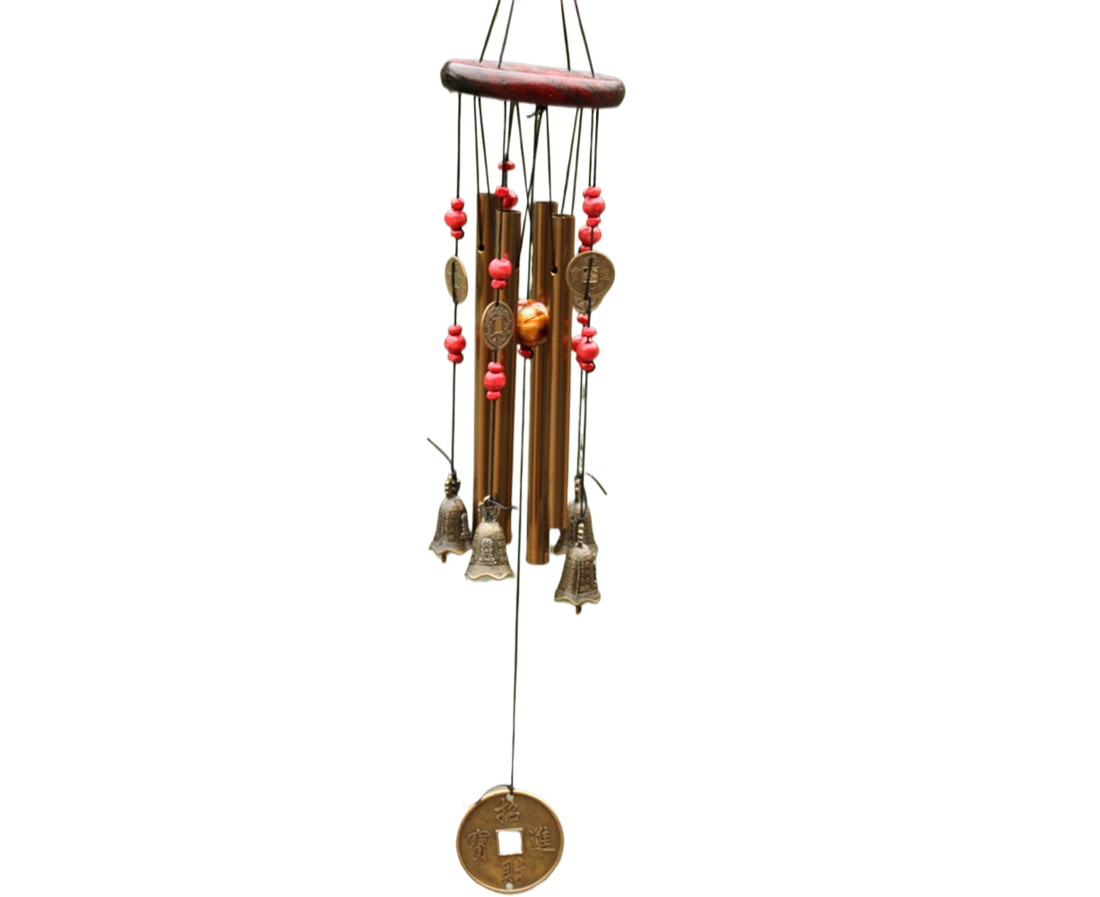 Metal Pipes Bell Copper Coin Wind Chime Ornament Garden Balcony Hanging Decor