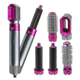 5-in-1 Hair Dryer Curler Straightener Blow Dryer Brush Pink