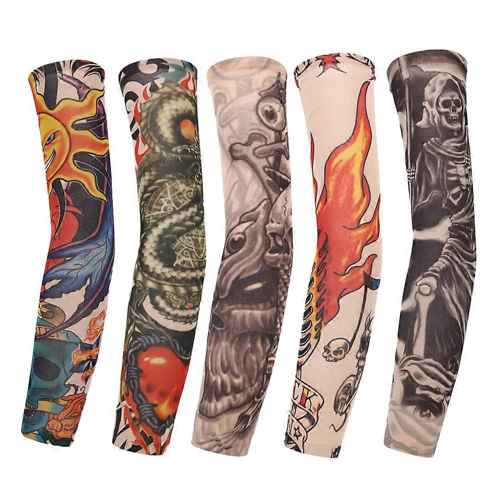 5Pcs Arm Cuffs Tattoo Cover Sleeves Protective Fake Tattoo Look