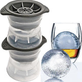 2Pcs Sphere Ice Cube Molds Large Silicone Ice Ball Maker Round Tray Set