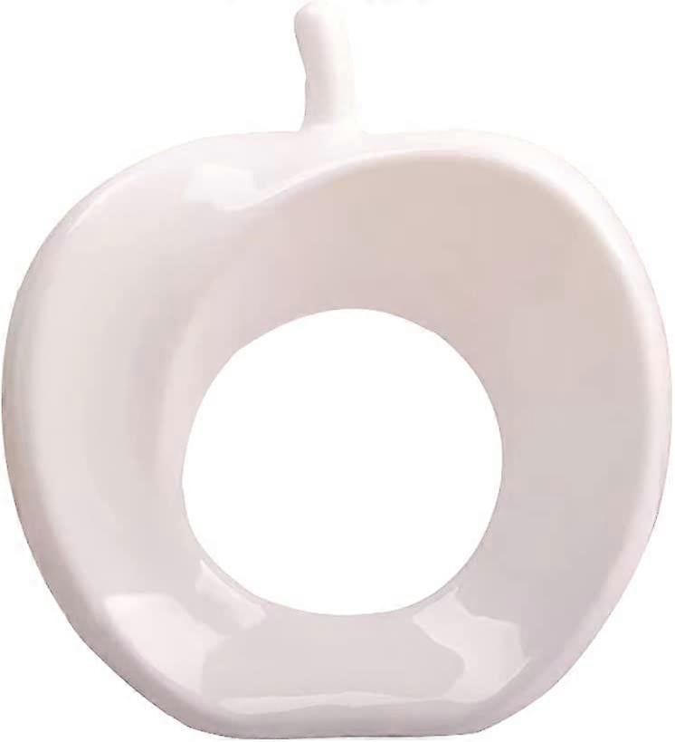 White Ceramic Apple Decoration Modern Apple Statue Home Bookshelf Accent