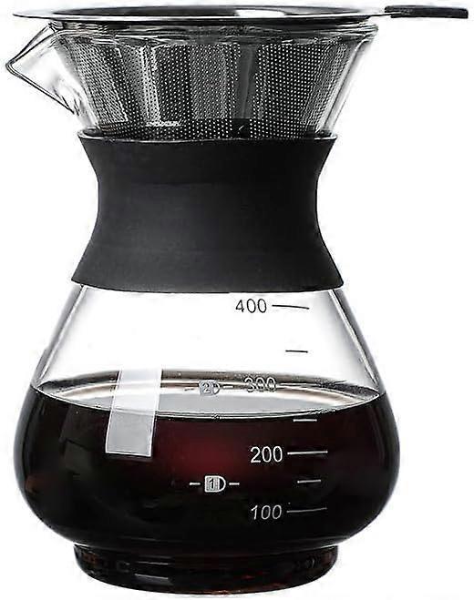 400ml Inverted Glass Coffee Maker with Stainless Steel Filter Manual Dripper